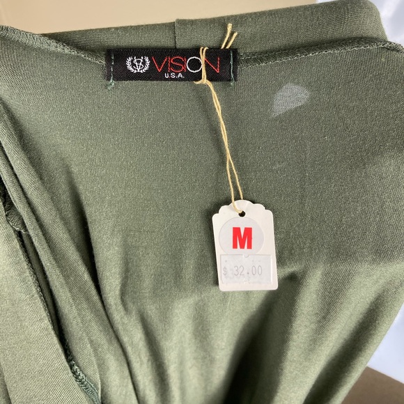 Vision USA Cardigan Vest In Army Green Size Medium - Picture 6 of 6